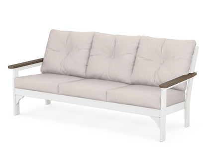 POLYWOOD® Vineyard Deep Seating Sofa in White / Kona / Dune Burlap