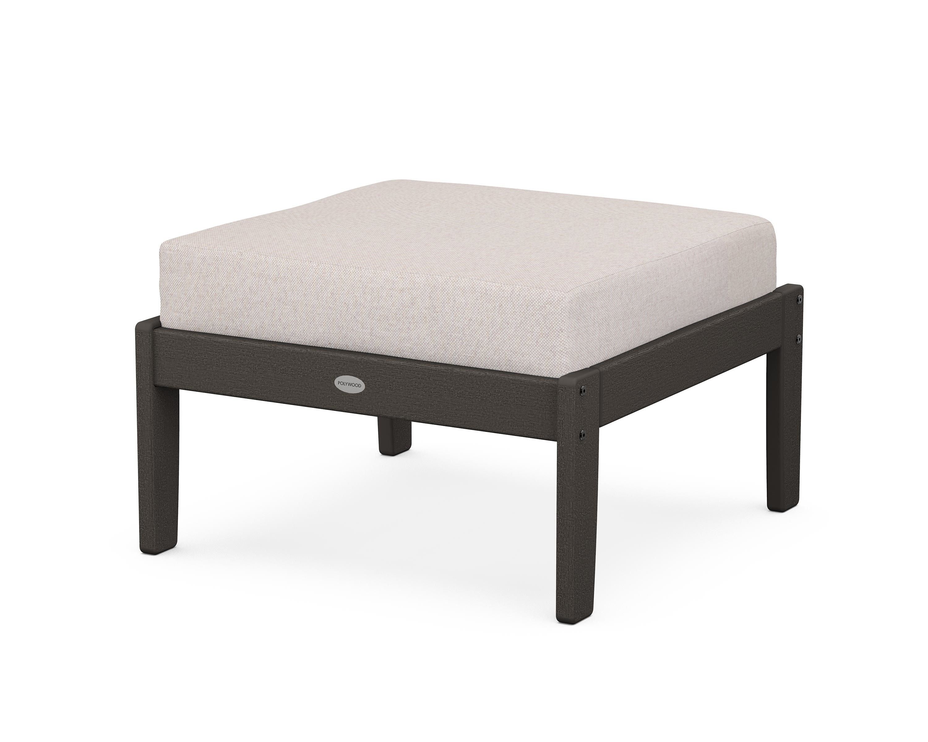 POLYWOOD® Braxton Deep Seating Ottoman in Vintage Coffee / Dune Burlap