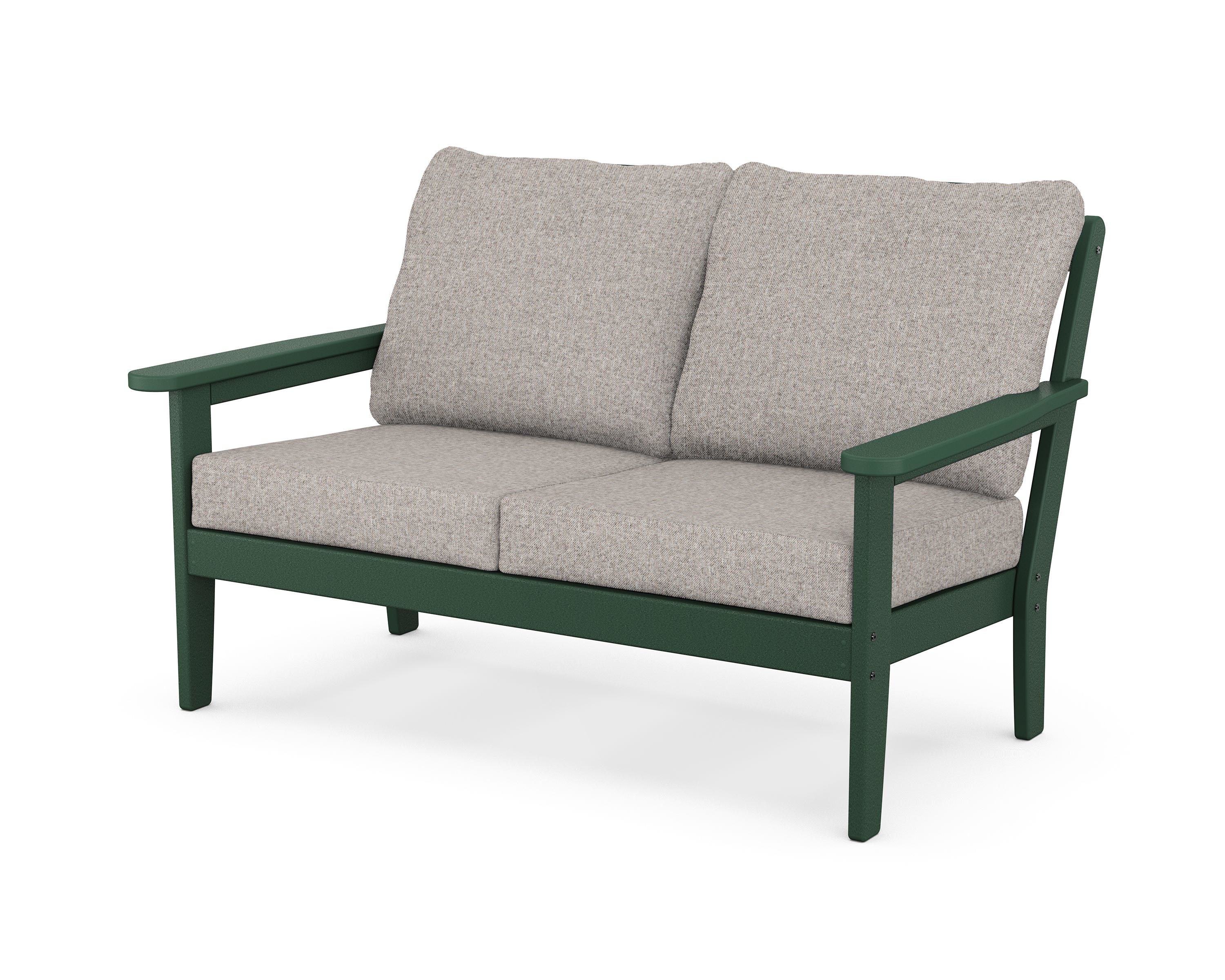 Country Living Cottage Deep Seating Loveseat in Green / Weathered Tweed