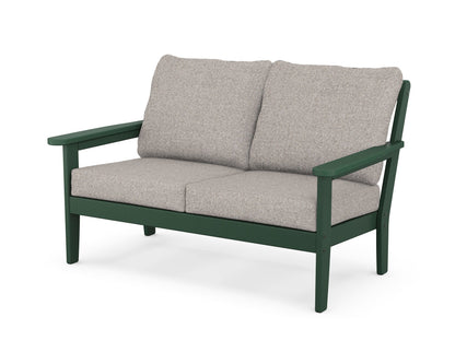 Country Living Cottage Deep Seating Loveseat in Green / Weathered Tweed