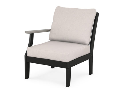 POLYWOOD® Braxton Modular Left Arm Chair in Black / Driftwood / Dune Burlap
