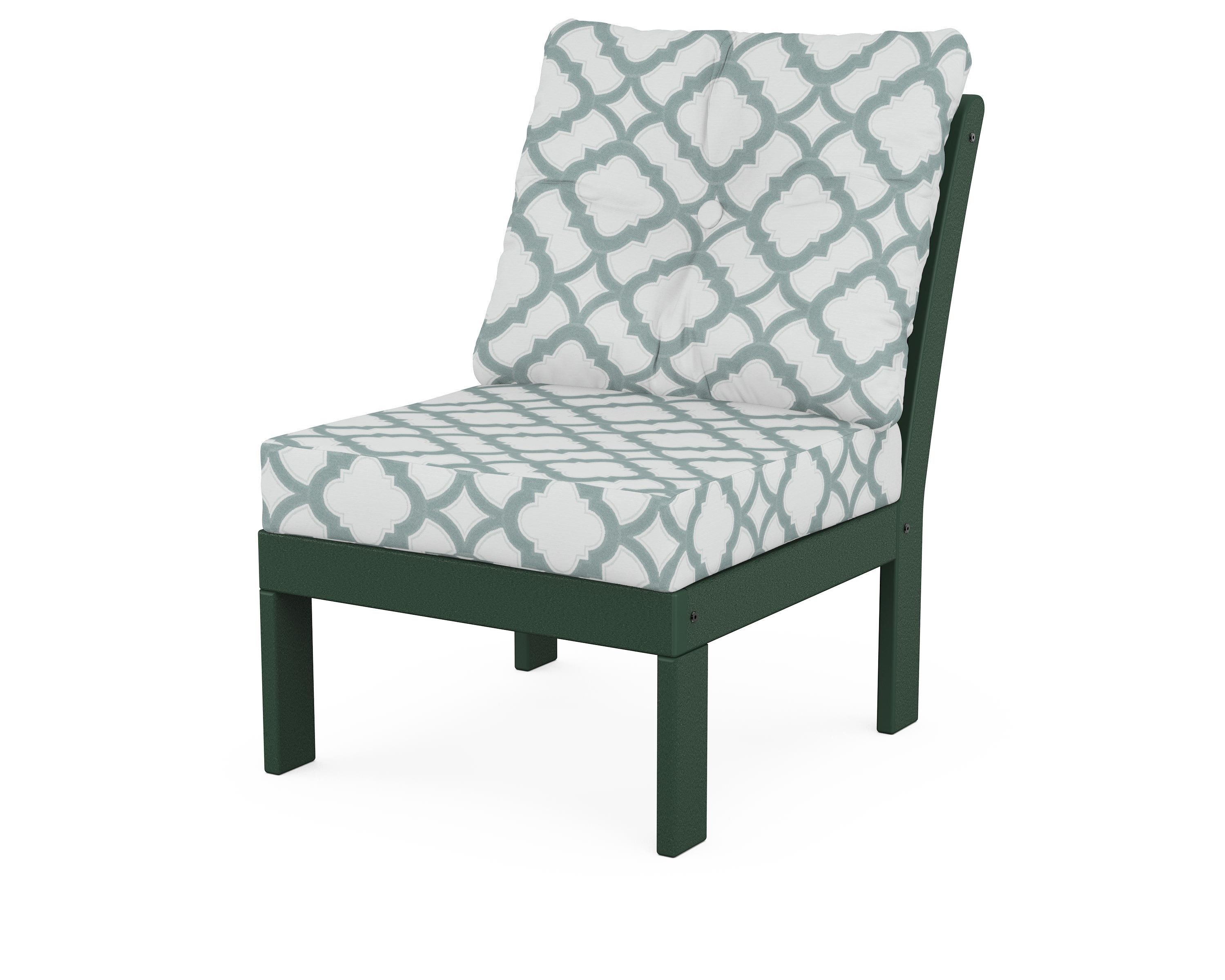 POLYWOOD® Vineyard Modular Armless Chair in Green / Trellis Glacier Spa