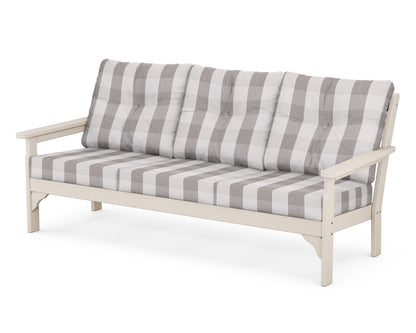 POLYWOOD® Vineyard Deep Seating Sofa in Sand / Buffalo Plaid Grey Mist