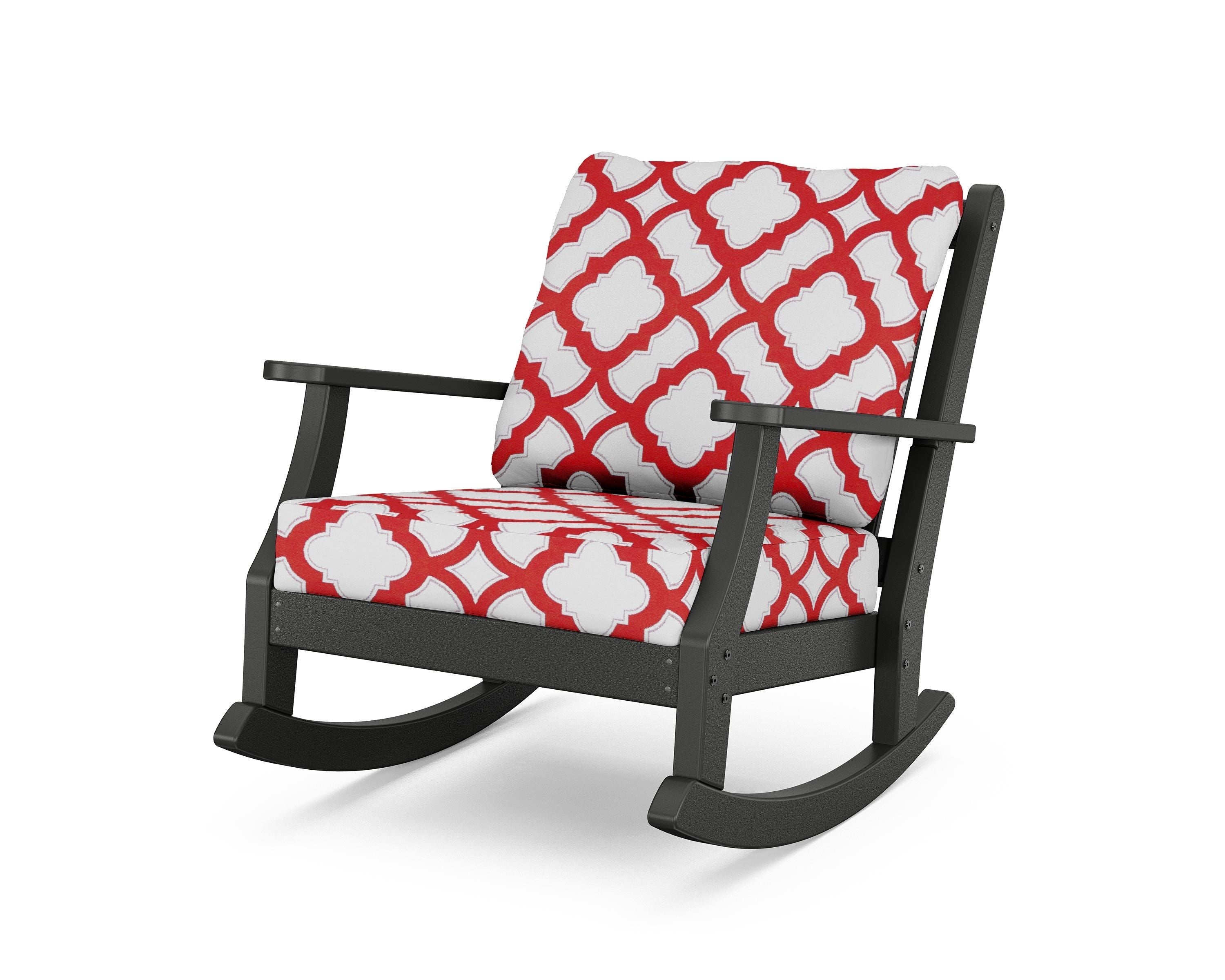 Country Living Wovendale Deep Seating Rocking Chair in Black / Trellis Crimson