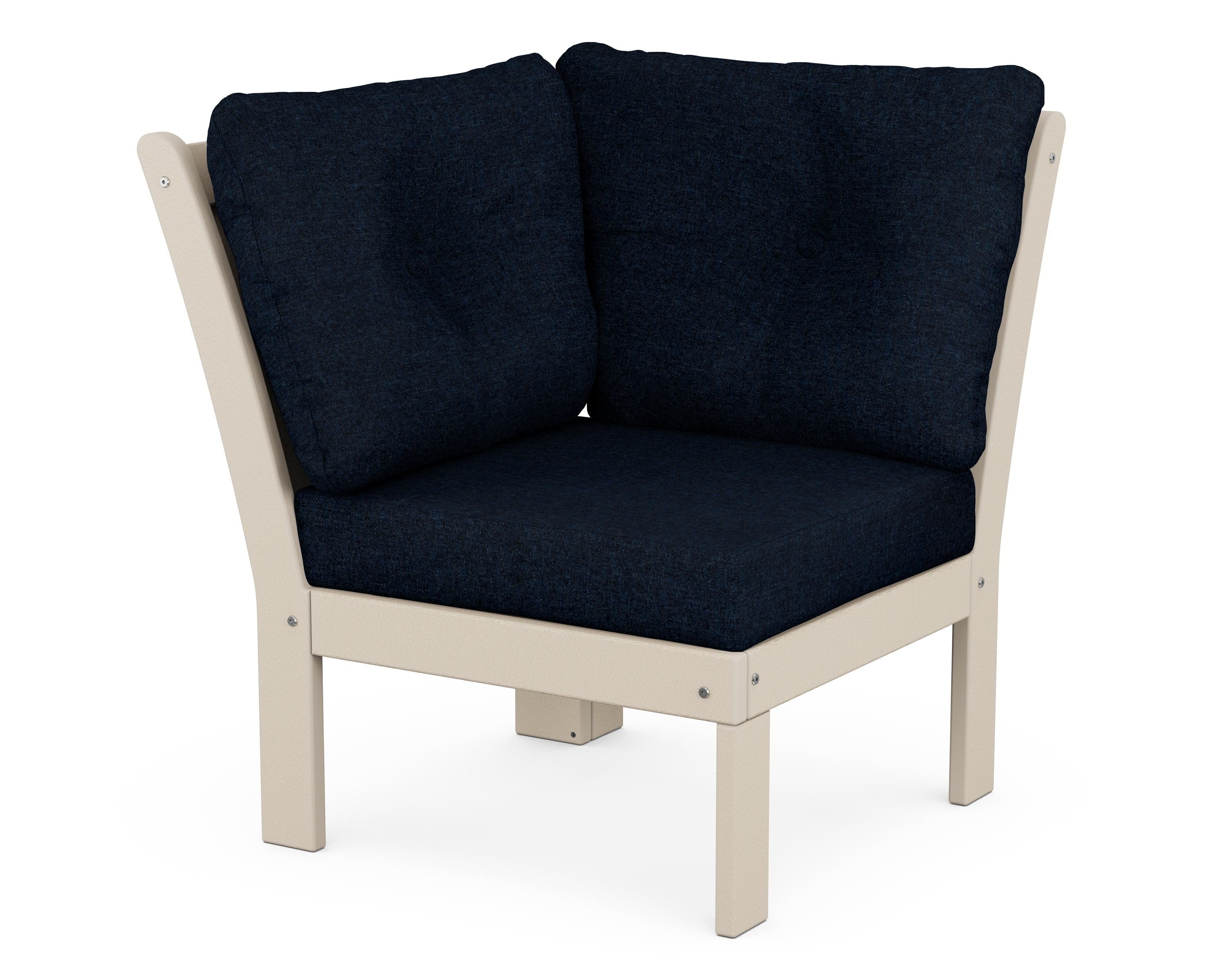 POLYWOOD® Vineyard Modular Corner Chair in Sand / Marine Indigo