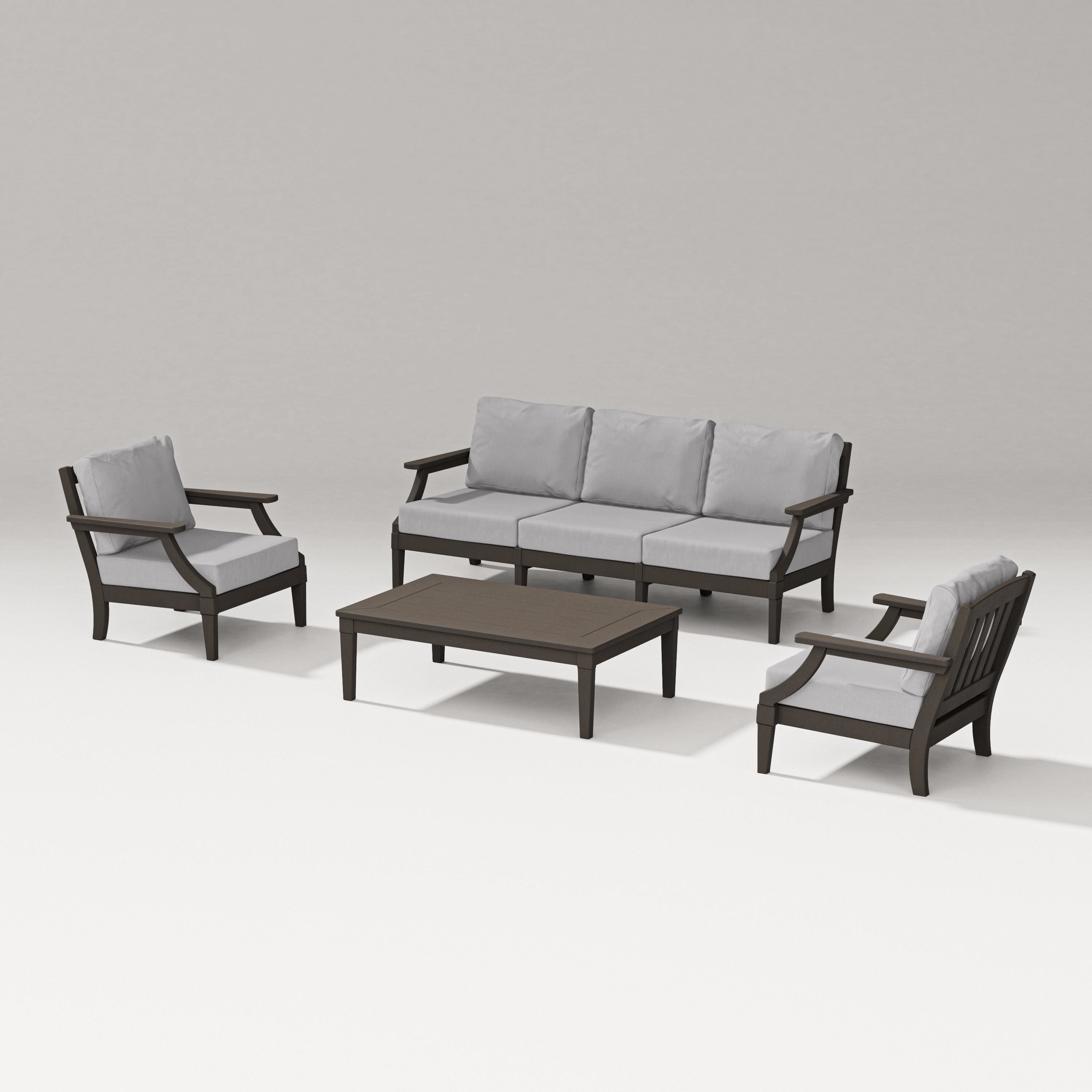 PW Designer Series Estate 4-Piece Lounge Sofa Set in Vintage Coffee / Granite