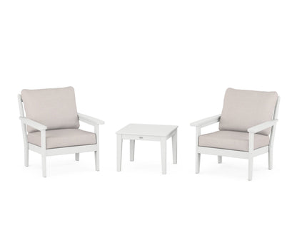 Country Living Cottage 3-Piece Deep Seating Set in White / Dune Burlap