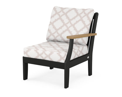 POLYWOOD® Braxton Modular Right Arm Chair in Black / Natural / Trellis Dune Burlap