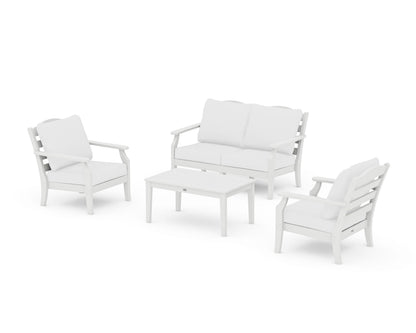 Draper James™ by  POLYWOOD® Savannah 4-Piece Deep Seating Set with Loveseat in White / Natural