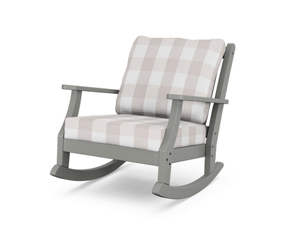 Country Living Wovendale Deep Seating Rocking Chair in Slate Grey / Buffalo Plaid Dune Burlap