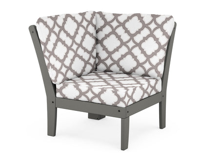 POLYWOOD® Braxton Modular Corner Chair in Slate Grey / Trellis Grey Mist