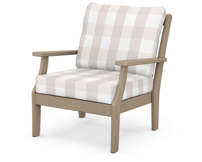 POLYWOOD® Braxton Deep Seating Chair in Vintage Sahara / Buffalo Plaid Dune Burlap