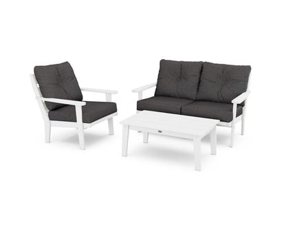 POLYWOOD® Lakeside 3-Piece Deep Seating Set in White / Ash Charcoal