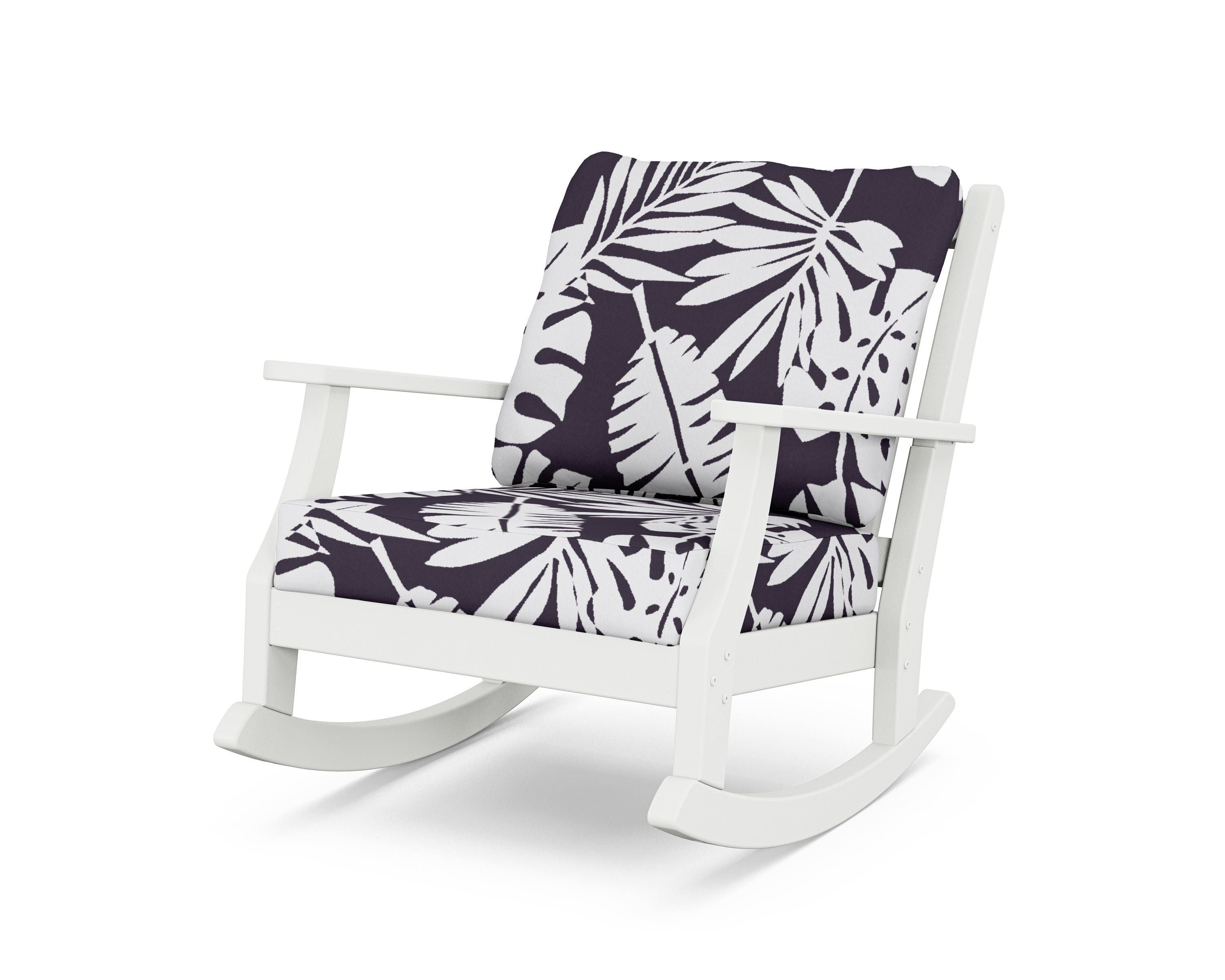 Country Living Wovendale Deep Seating Rocking Chair in White / Leaf Navy
