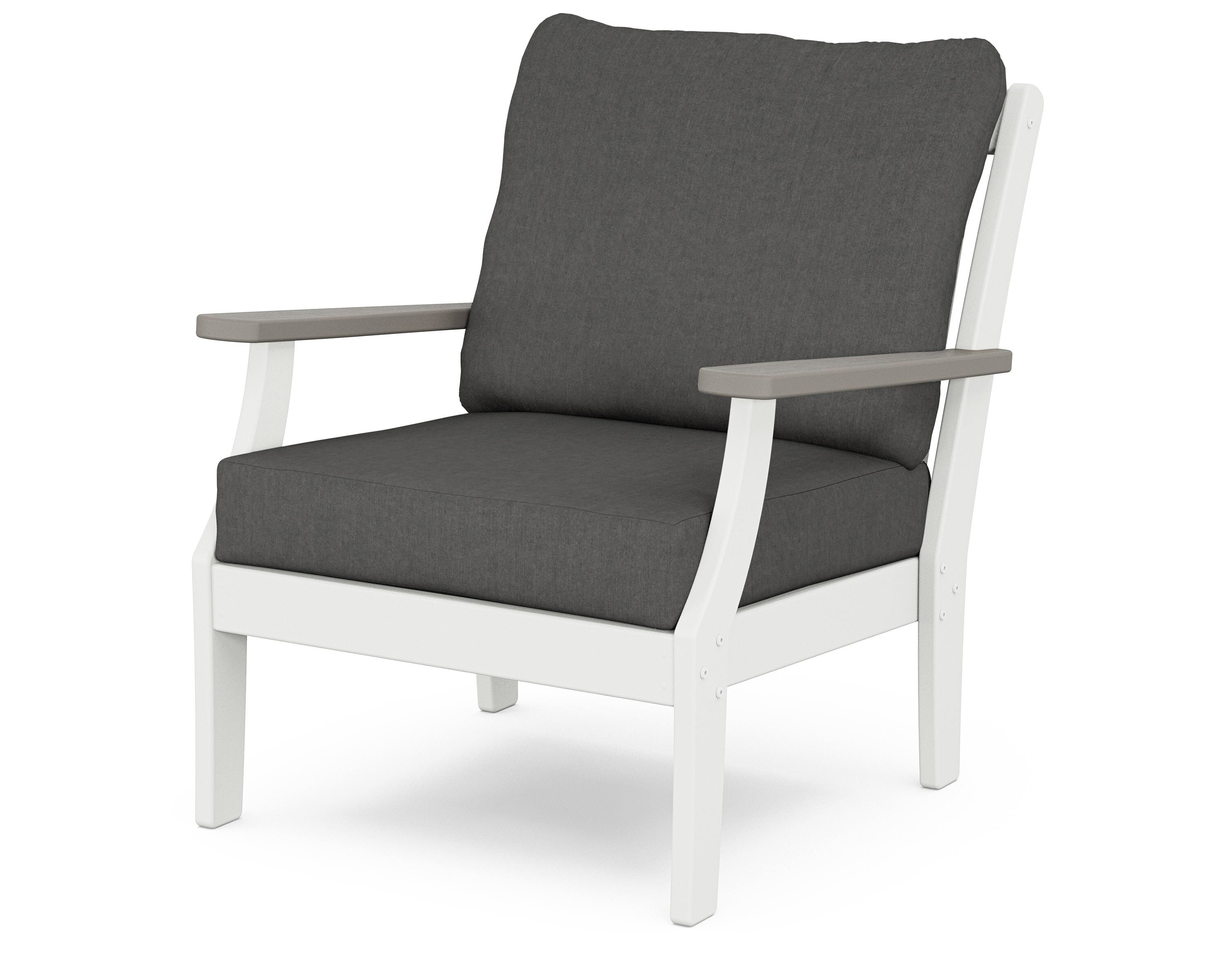 POLYWOOD® Braxton Deep Seating Chair in White / Driftwood / Spectrum Carbon
