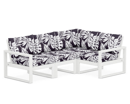 POLYWOOD® EDGE 4-Piece Modular Deep Seating Set in White / Leaf Navy