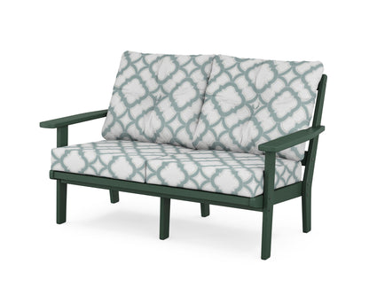 POLYWOOD® Oxford Deep Seating Loveseat in Green / Trellis Glacier Spa