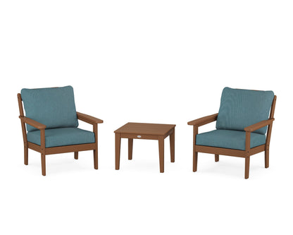 Country Living Cottage 3-Piece Deep Seating Set in Teak / Ocean Teal