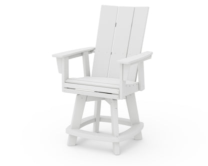 POLYWOOD® Modern Curveback Adirondack Swivel Counter Chair in White