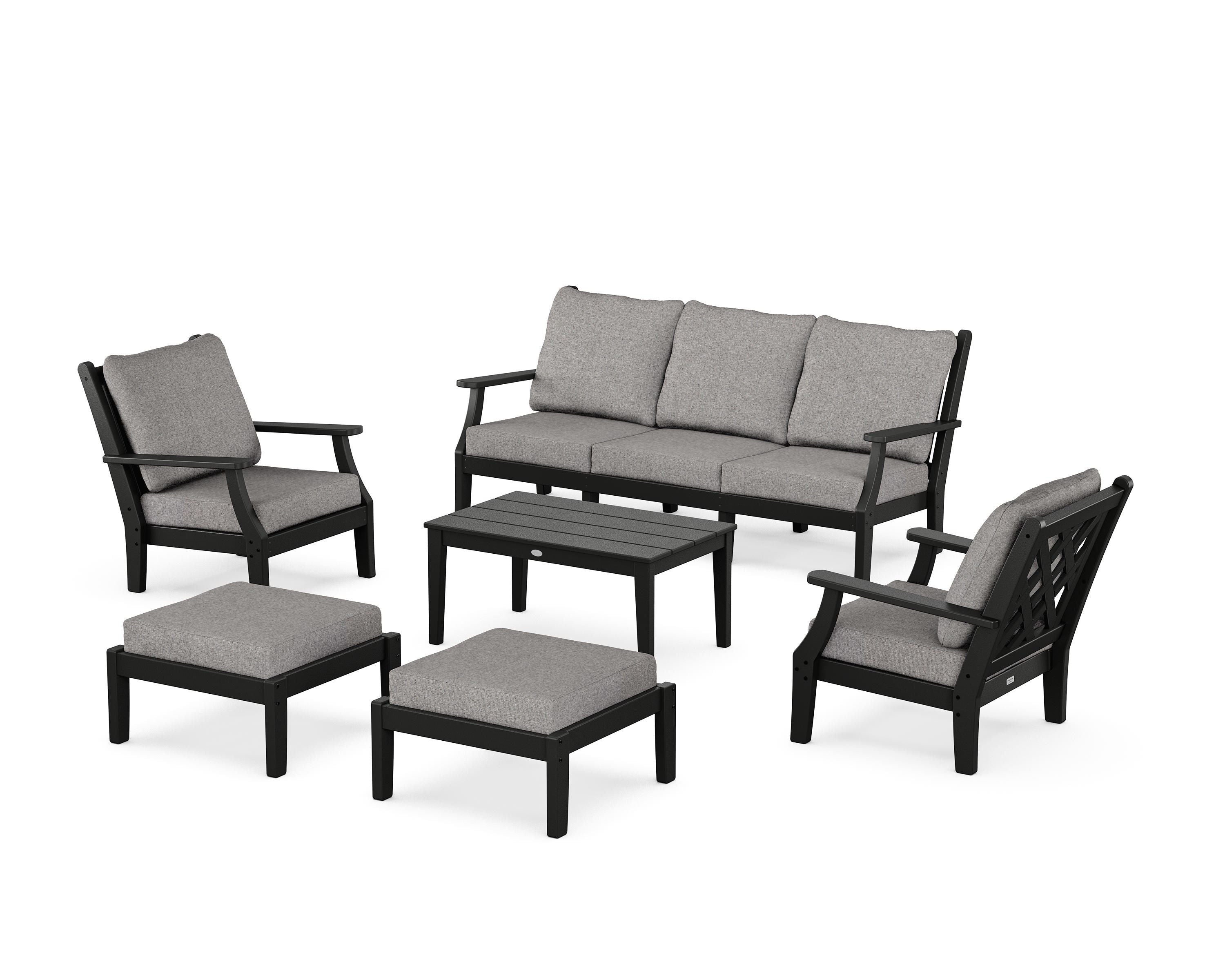 Country Living Wovendale 6-Piece Lounge Sofa Set in Black / Grey Mist