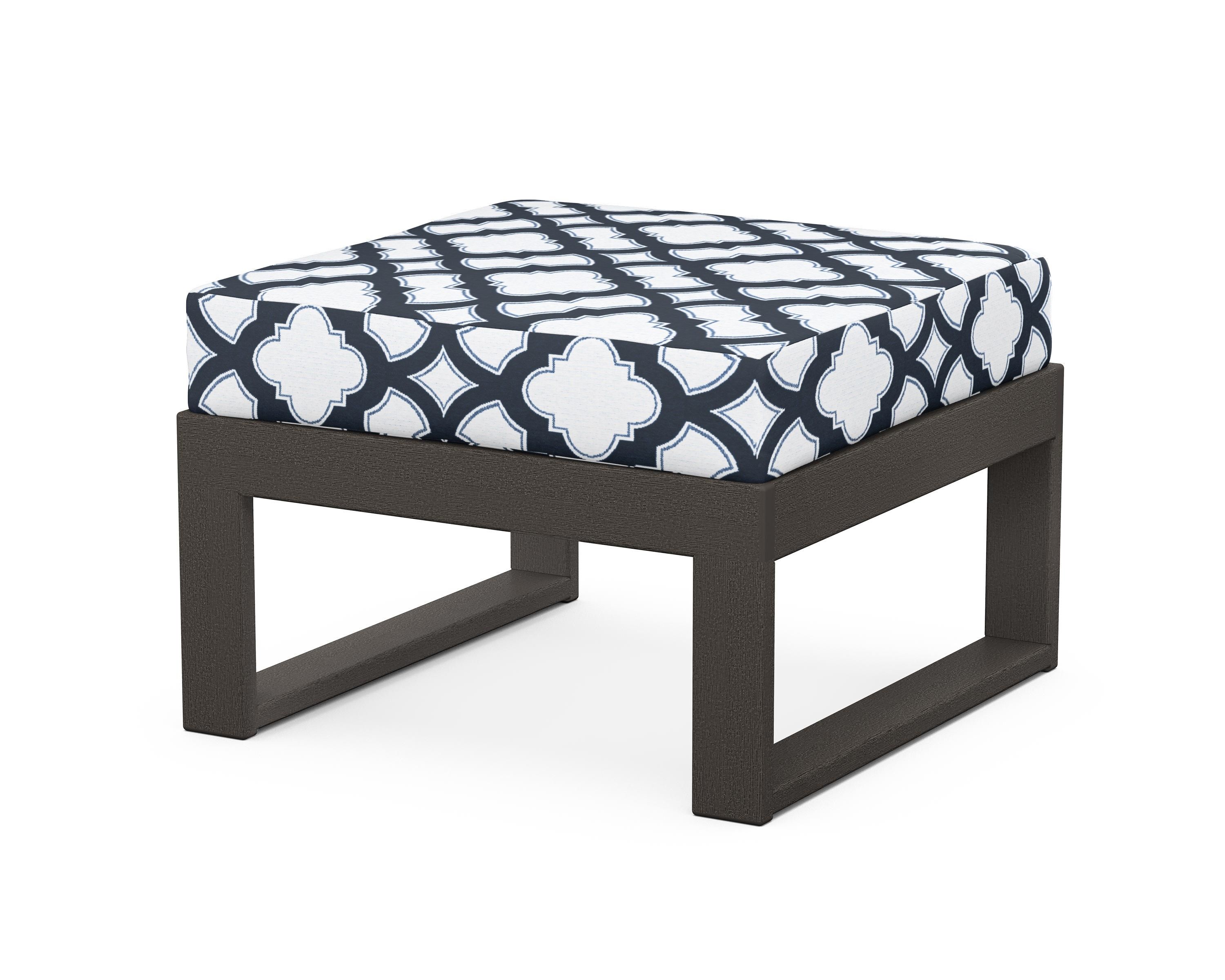 Unbranded Modular Ottoman - Modern in Vintage Coffee / Trellis Marine Indigo
