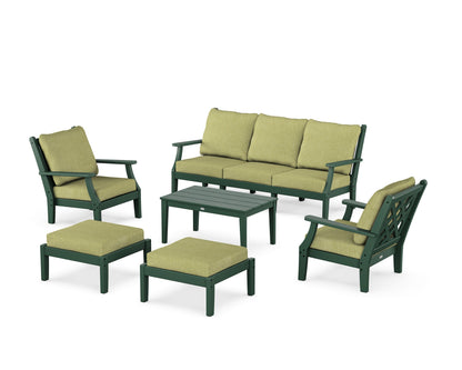 Country Living Wovendale 6-Piece Lounge Sofa Set in Green / Chartreuse Boucle