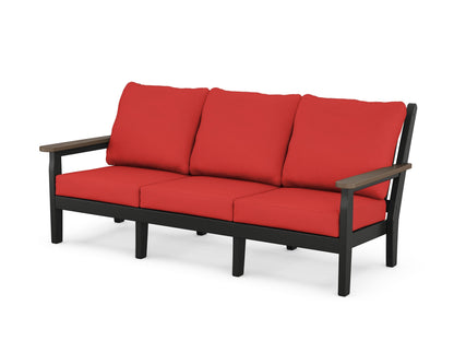 POLYWOOD® Chippendale Deep Seating Sofa in Black / Kona / Crimson Linen