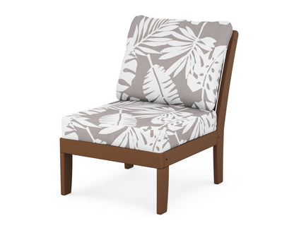 POLYWOOD® Braxton Modular Armless Chair in Teak / Leaf Grey Mist