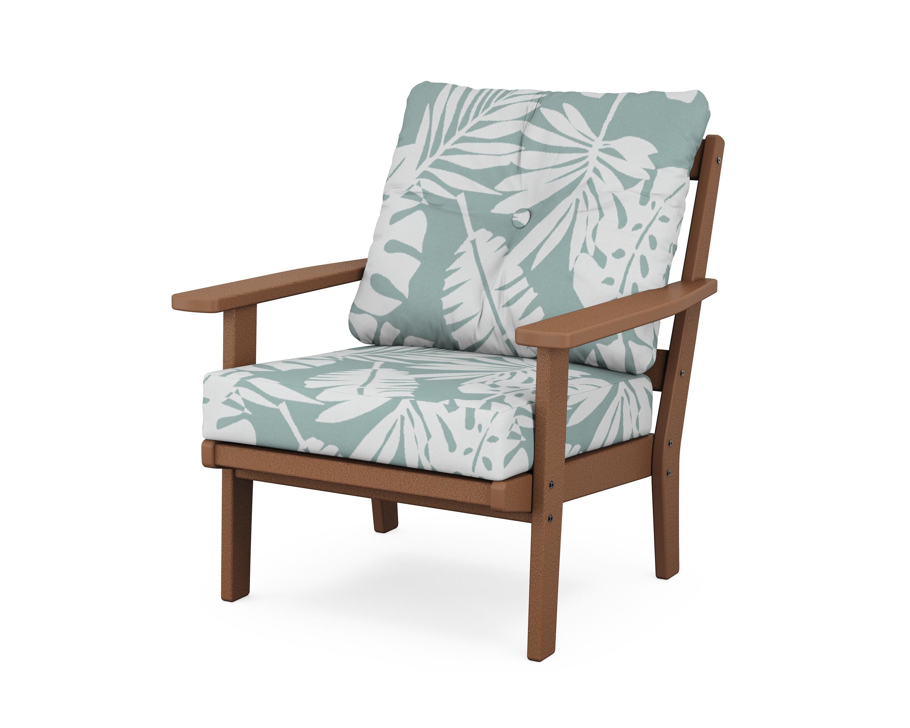 POLYWOOD® Oxford Deep Seating Chair in Teak / Leaf Glacier Spa