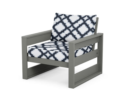 POLYWOOD® Westport Club Chair in Slate Grey / Trellis Marine Indigo