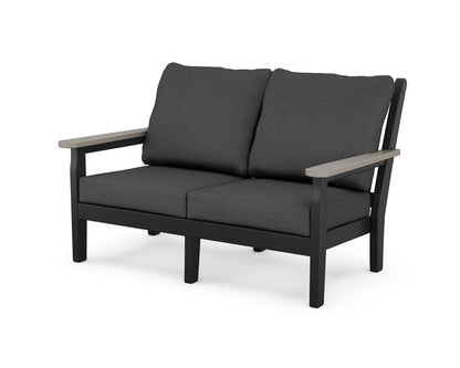 POLYWOOD® Chippendale Deep Seating Loveseat in Black / Driftwood / Spectrum Carbon