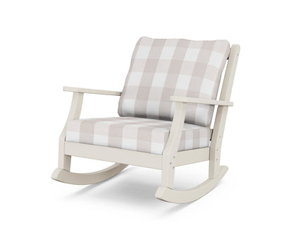 Country Living Wovendale Deep Seating Rocking Chair in Sand / Buffalo Plaid Dune Burlap