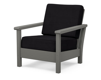 POLYWOOD® Harbour Deep Seating Chair in Slate Grey / Midnight Linen