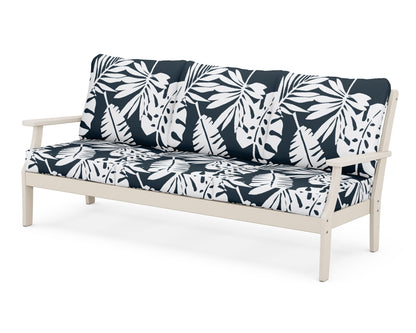 POLYWOOD® Braxton Deep Seating Sofa in Sand / Leaf Marine Indigo