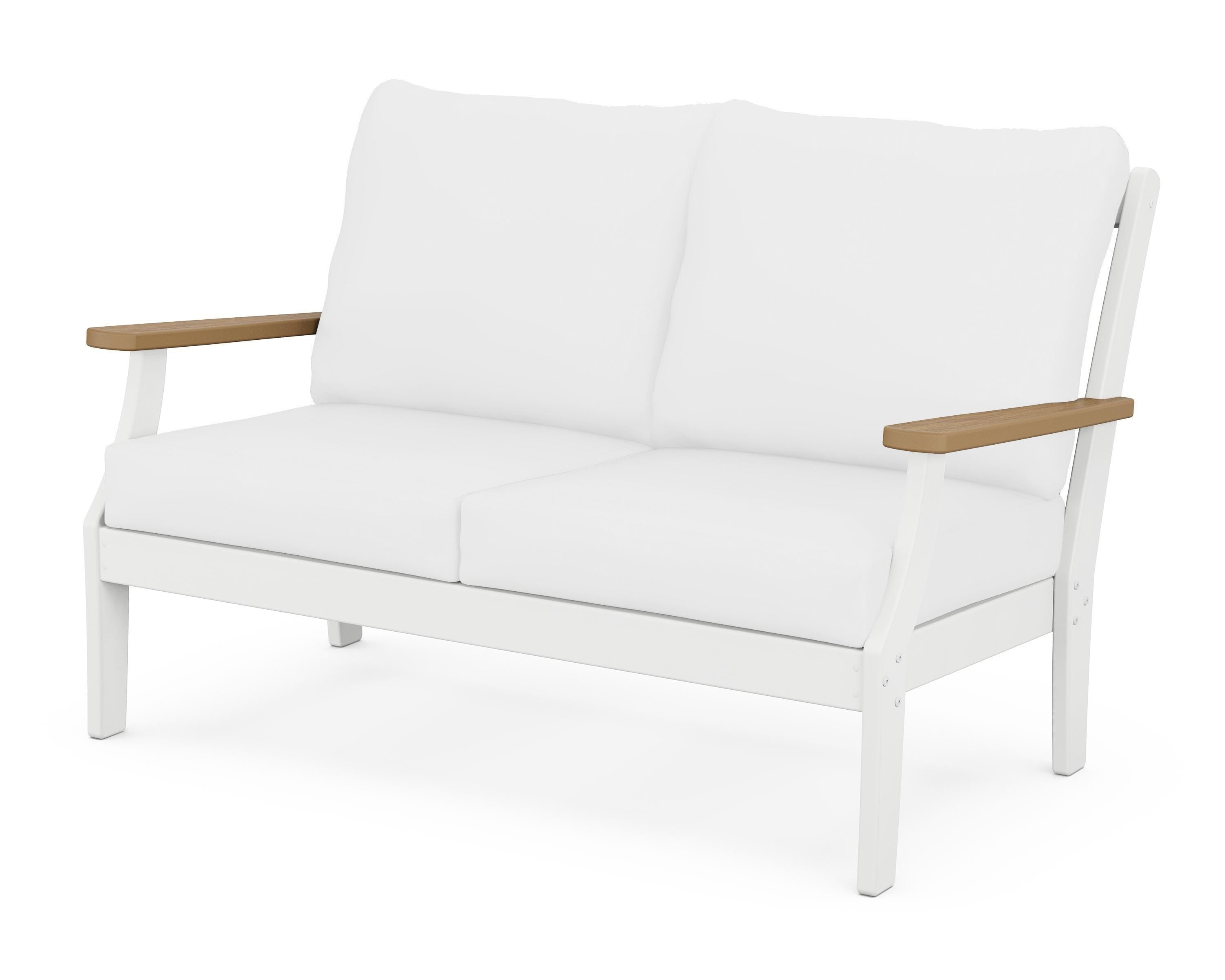 POLYWOOD® Braxton Deep Seating Loveseat in White / Natural / Natural
