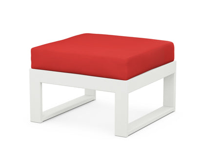 Unbranded Modular Ottoman - Modern in Vintage White / Crimson Linen