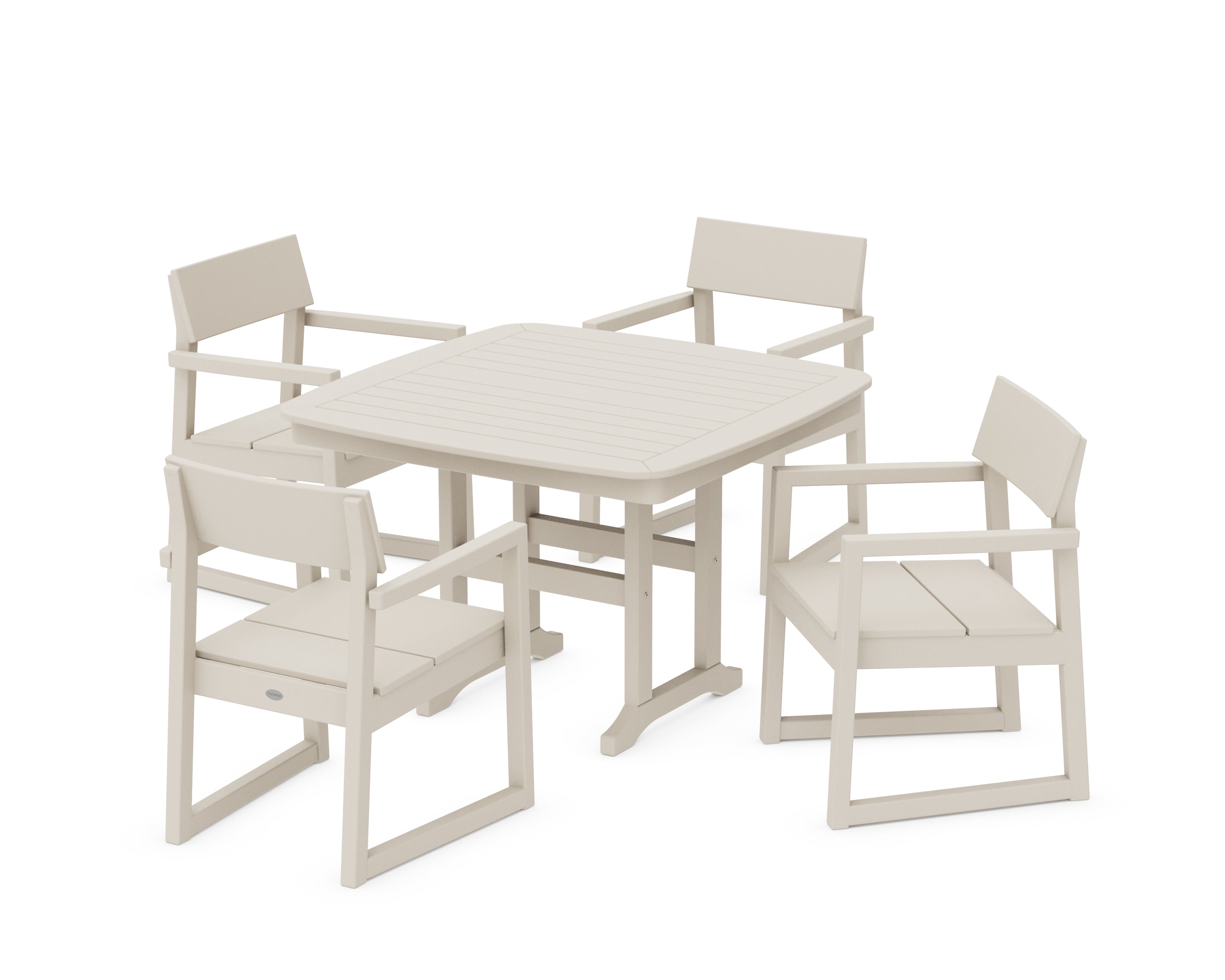 POLYWOOD® EDGE 5-Piece Dining Set with Trestle Legs in Sand
