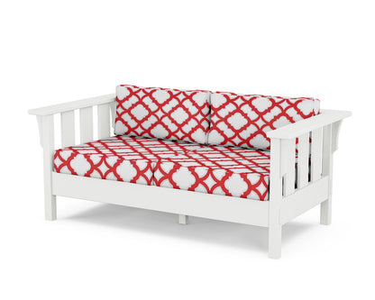 Martha Stewart by POLYWOOD® Acadia Deep Seating Loveseat in White / Trellis Crimson
