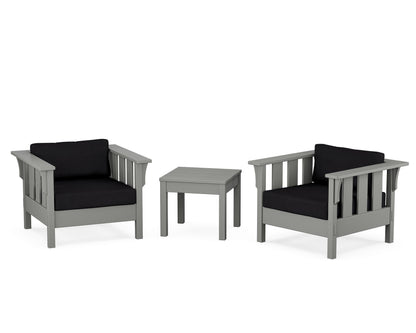 Martha Stewart by POLYWOOD® Acadia 3-Piece Deep Seating Set in Slate Grey / Midnight Linen
