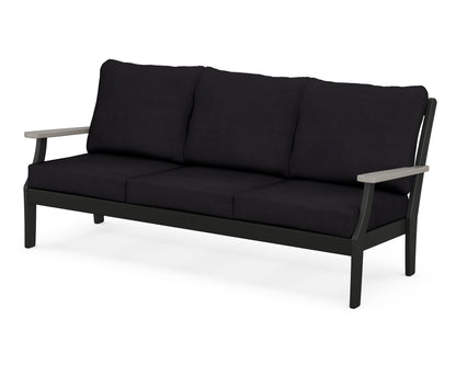 POLYWOOD® Braxton Deep Seating Sofa in Black / Driftwood / Midnight Linen