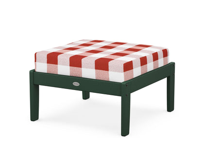 POLYWOOD® Braxton Deep Seating Ottoman in Green / Buffalo Plaid Crimson
