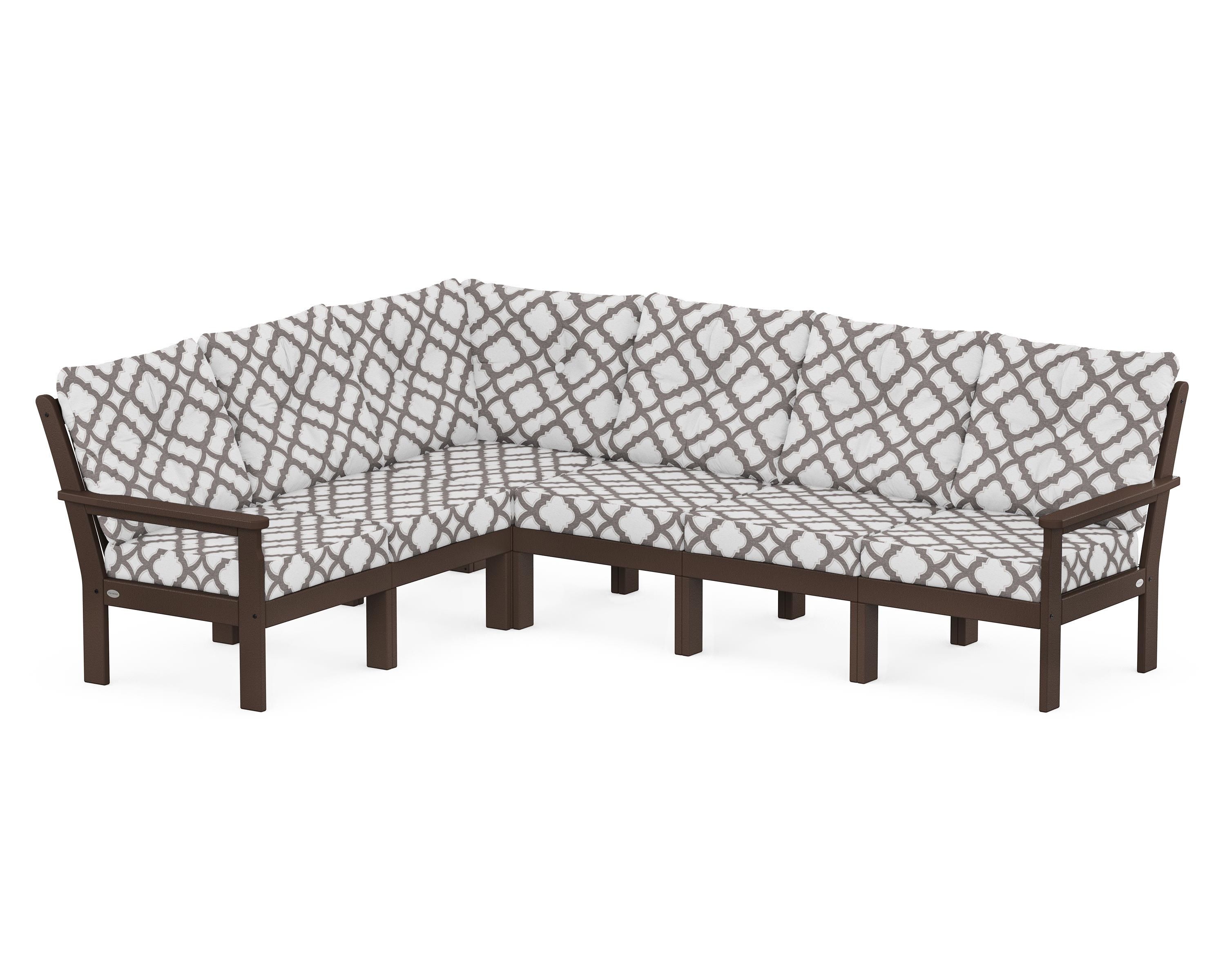 POLYWOOD® Vineyard 6-Piece Sectional in Mahogany / Trellis Grey Mist