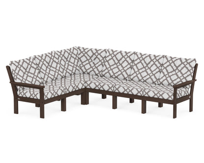 POLYWOOD® Vineyard 6-Piece Sectional in Mahogany / Trellis Grey Mist