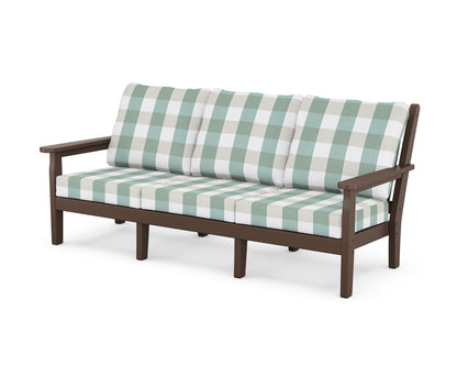 POLYWOOD® Chippendale Deep Seating Sofa in Mahogany / Buffalo Plaid Glacier Spa