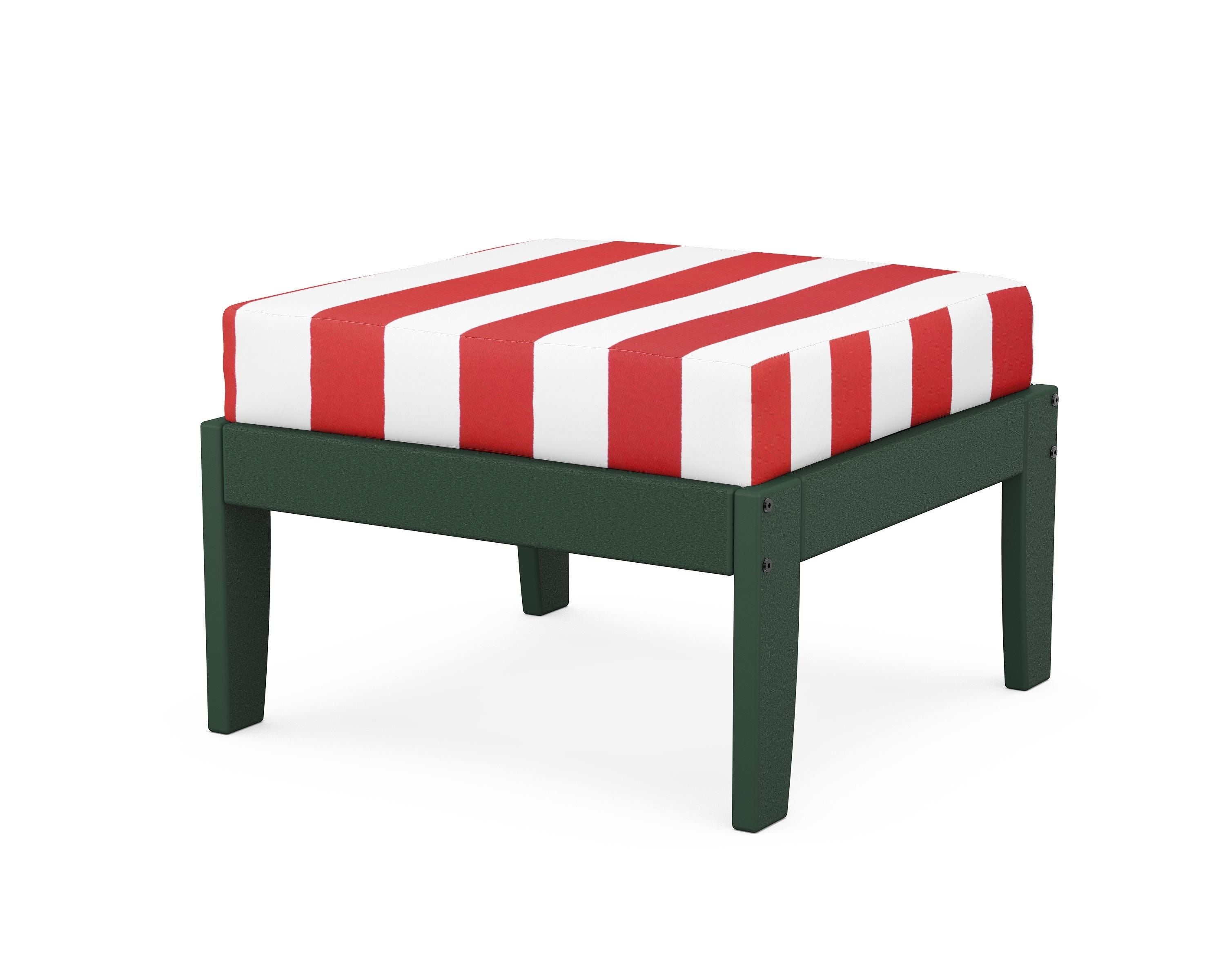 Unbranded Modular Ottoman - Classic in Green / Cabana Stripe Crimson