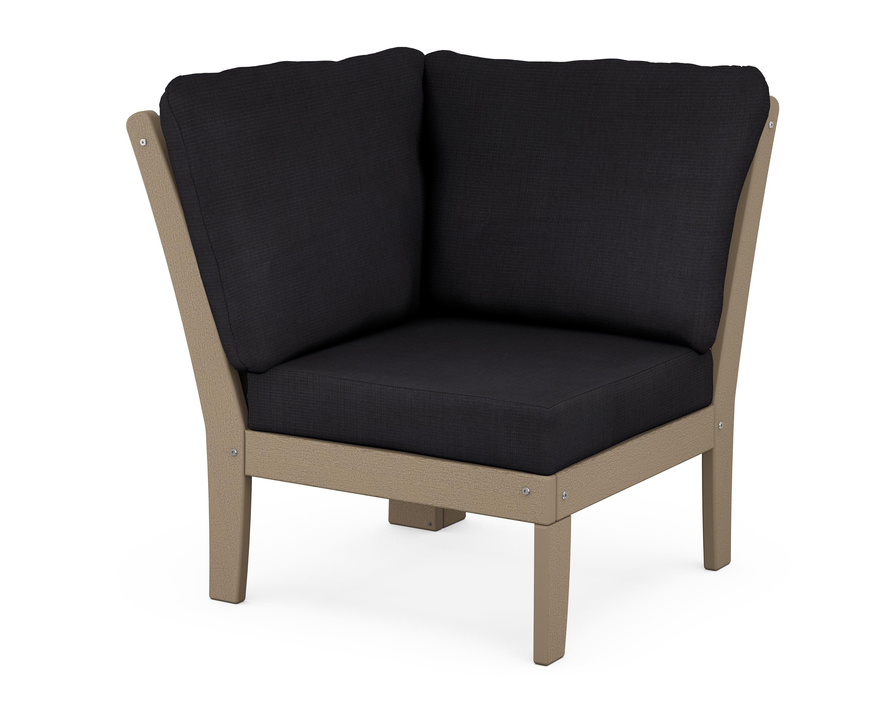 POLYWOOD® Braxton Modular Corner Chair in Vintage Sahara / Midnight Linen