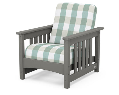 POLYWOOD® Club Mission Chair in Slate Grey / Buffalo Plaid Glacier Spa