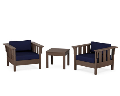 Martha Stewart by POLYWOOD® Acadia 3-Piece Deep Seating Set in Mahogany / Navy