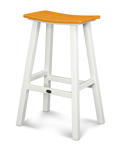POLYWOOD® Contempo 30" Saddle Bar Stool in White / Tangerine