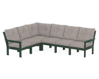 POLYWOOD® Vineyard 6-Piece Sectional in Green / Weathered Tweed